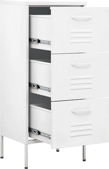 Συρταριέρα Γραφείου Μεταλλική Λευκό 42.5x35x101.5cm
