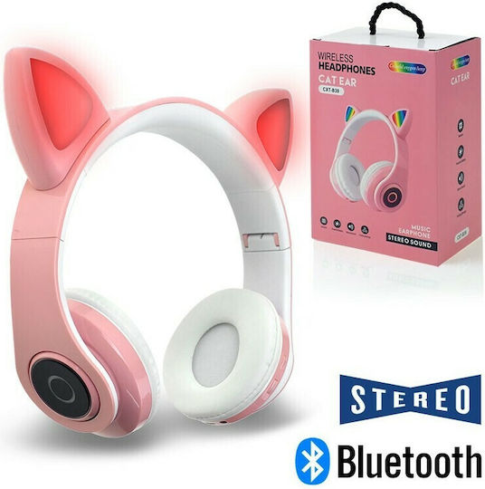 P39M Cat Ear Led Wireless On Ear Căști cu 10 ore de Funcționare Roz