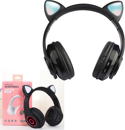 Cat Ear Led Fără fir Bluetooth Pentru copii On Ear Căști cu 10 ore de Funcționare Negre