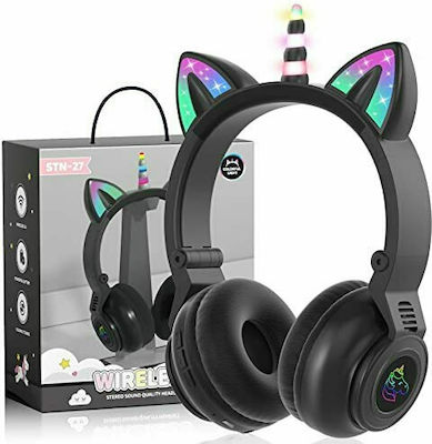 Unicorn STN27 Bluetooth Wireless Over Ear Headphones with 7 hours of Operation Blacα