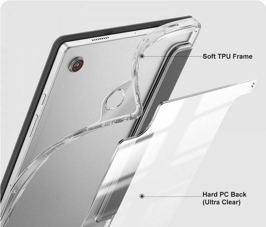 Infiland Crystal Flip Cover Ανθεκτική Space Grey (Galaxy Tab A8)