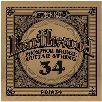 Ernie Ball Single Phosphor Bronze Strings 6pcs for Acoustic Guitar Earthwood Phosphor Bronze .034"