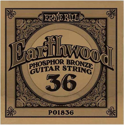 Ernie Ball Single Phosphor Bronze Strings 6pcs for Acoustic Guitar Earthwood .036"