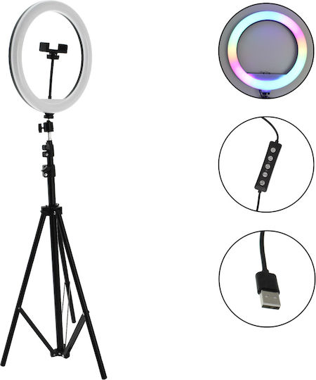XD300 RGB Ring Light 30cm 3000 - 6000K with Desktop Tripod and Mobile Holder