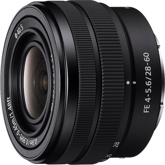 Sony Full Frame Φωτογραφικός Φακός FE 28-60mm f/4-5.6 Wide Angle / Standard Zoom για Sony E Mount Μαύρος