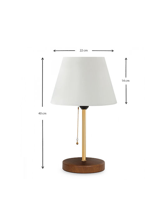 Megapap Tipton Metal Table Lamp for Socket E27 with White Shade and Gold Base