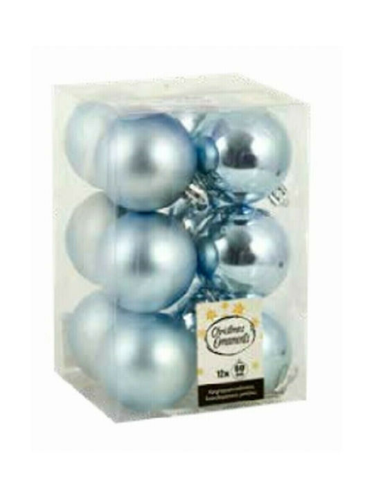 TnS Weihnachtshänger Kugel Ornament Plastik Hellblau 6cm Set 12Stück