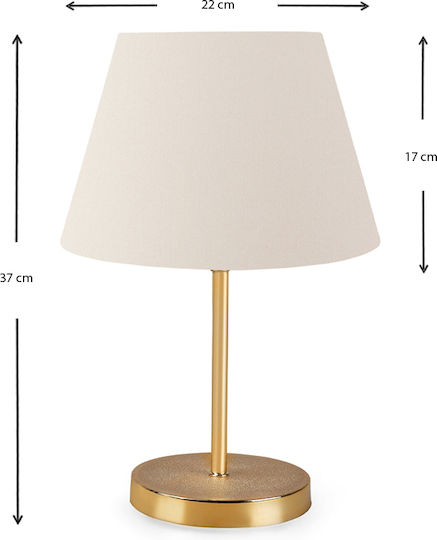Megapap Rosenthal Metal Table Lamp for Socket E27 with White Shade and Gold Base