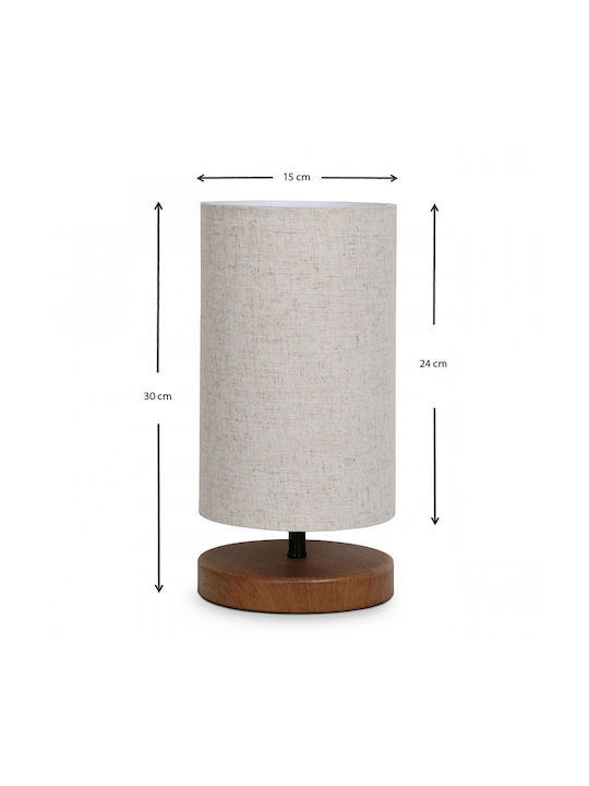 Megapap Winkler Wood Table Lamp for Socket E14 with Gray Shade and Brown Base