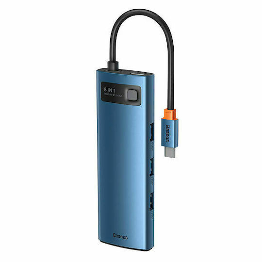 Baseus Metal Gleam Series 6in1 USB-C Docking Station with HDMI 4K PD Ethernet Blue