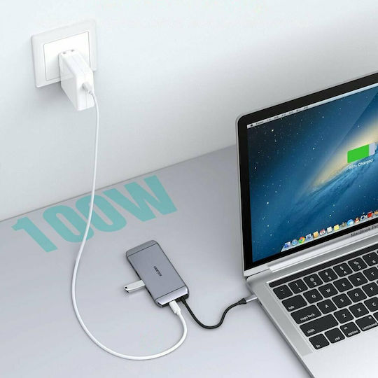 Choetech HUB-M15 USB-C Docking Station με HDMI 4K PD Ethernet και συνδεση 2 Οθονών Γκρι