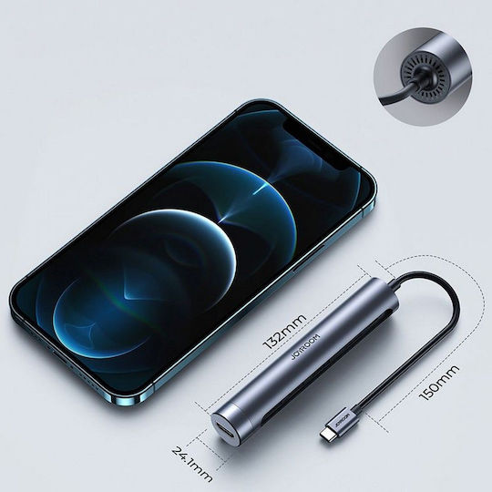 Joyroom USB-C Докинг станция с HDMI 4K PD Сив (S-H112)