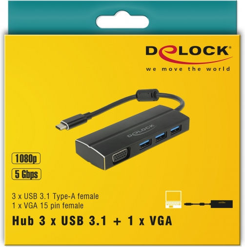 DeLock USB-C Docking Station with Black (63932)