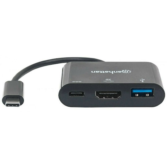 Manhattan USB-C Docking Station με HDMI 4K PD Μαύρο (152037)
