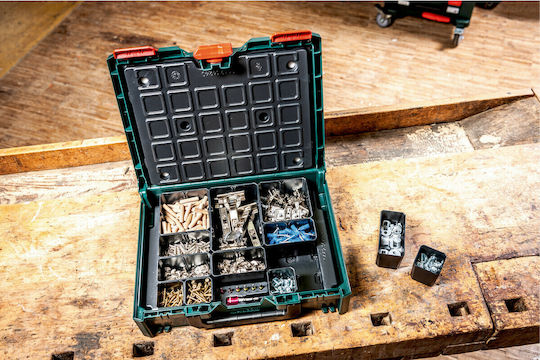 Metabo Metabox 118 Tool Compartment Organiser 12 Slot with Removable Box Black 39.6x29.6x18.8cm