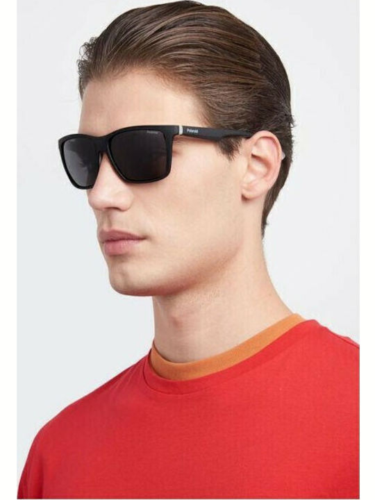 Polaroid Men's Sunglasses With Black Horn-Rimmed Frame And Grey Polarized Lens PLD2126/S OY4/M9