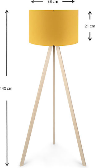 Megapap Rosling Lampa de podea Î140xL38cm. cu Soclu pentru Bec E27 Galben
