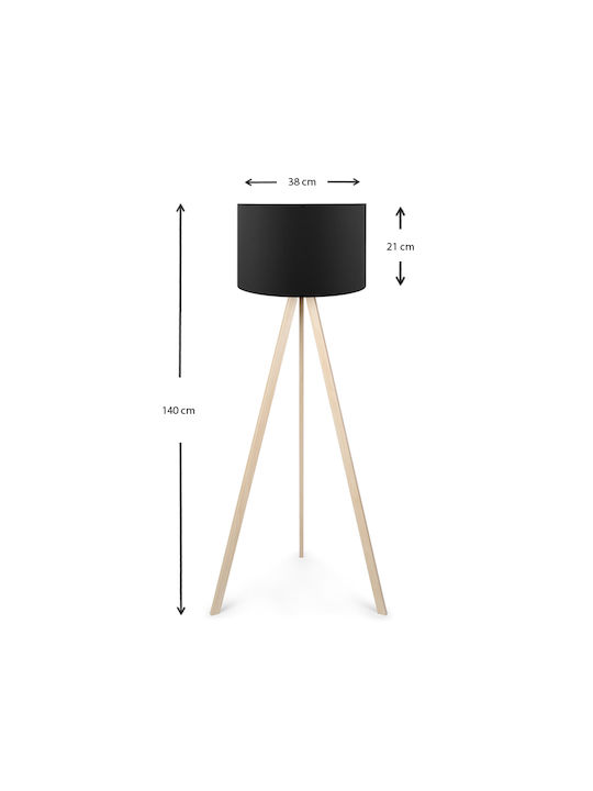 Megapap Rosling Floor Lamp H140xW38cm. with Socket for Bulb E27 Black