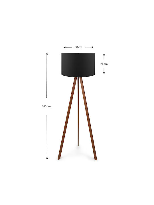 Megapap Rosling Floor Lamp H140xW38cm. with Socket for Bulb E27 Black
