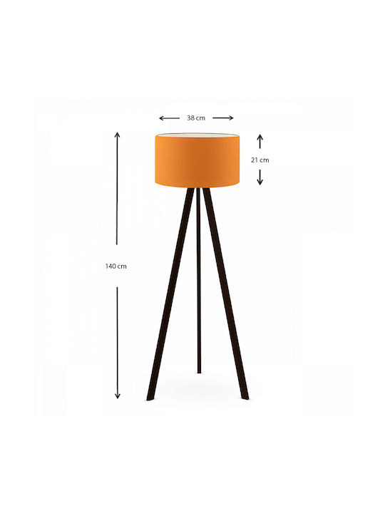 Megapap Rosling Floor Lamp H140xW38cm. with Socket for Bulb E27 Orange