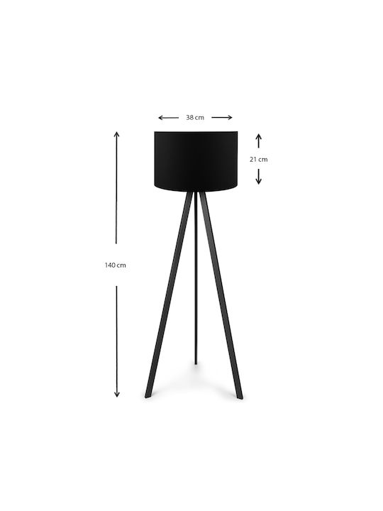 Megapap Rosling Floor Lamp H140xW38cm. with Socket for Bulb E27 Black