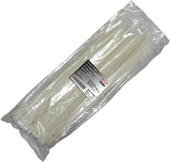 Adeleq Cable Ties Plastic 380mm x 7.6mm in White Colour (100 pcs) (19-37070)
