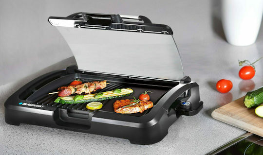 Blaupunkt Contact Grt801 Tabletop Electric Grill Grill and Smooth Plate 2200W with Lid and Adjustable Thermostat 39cmx29cmcm