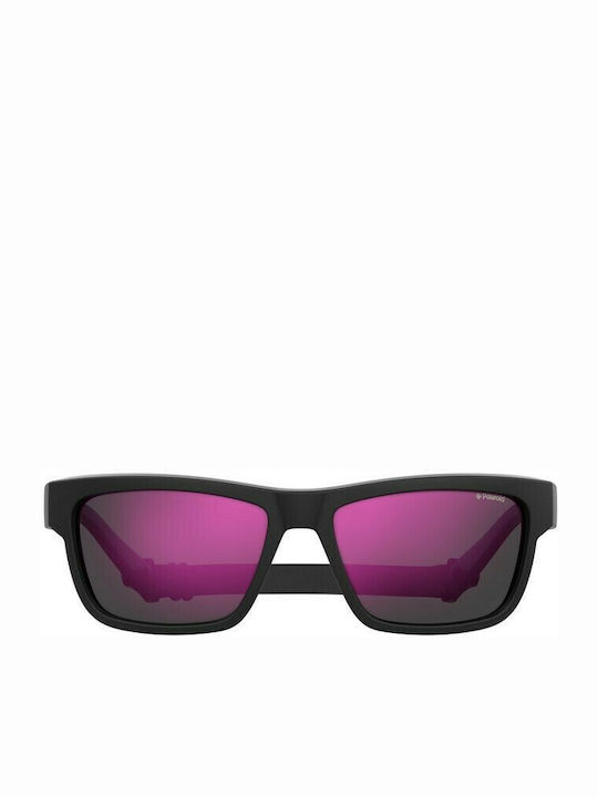 Polaroid Men's Sunglasses with Black Plastic Frame and Purple Polarized Mirror Lens PLD7031/S 5F3/AI