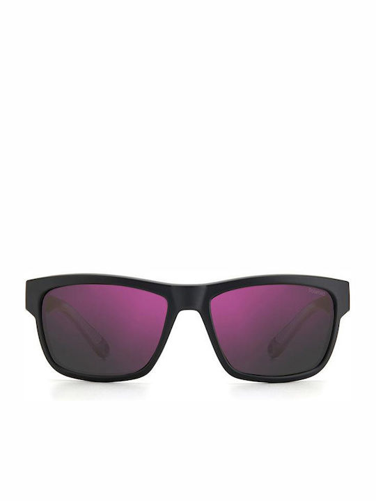 Polaroid Men's Sunglasses with Black Plastic Frame and Purple Polarized Mirror Lens PLD7031/S 5F3/AI