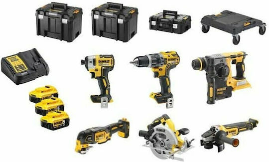 DEWALT DCK685P3T Set Circular Saw & Drill Driver & Impact Screwdriver & Jigsaw & Lens Brushless 18V with 3 Batteries 5Ah and Case