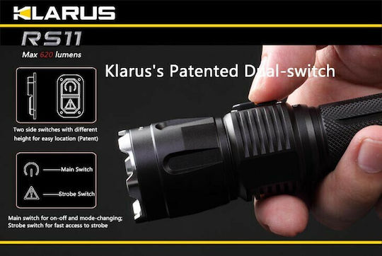 Klarus Rechargeable Flashlight LED IPX8 with Maximum Brightness 620lm