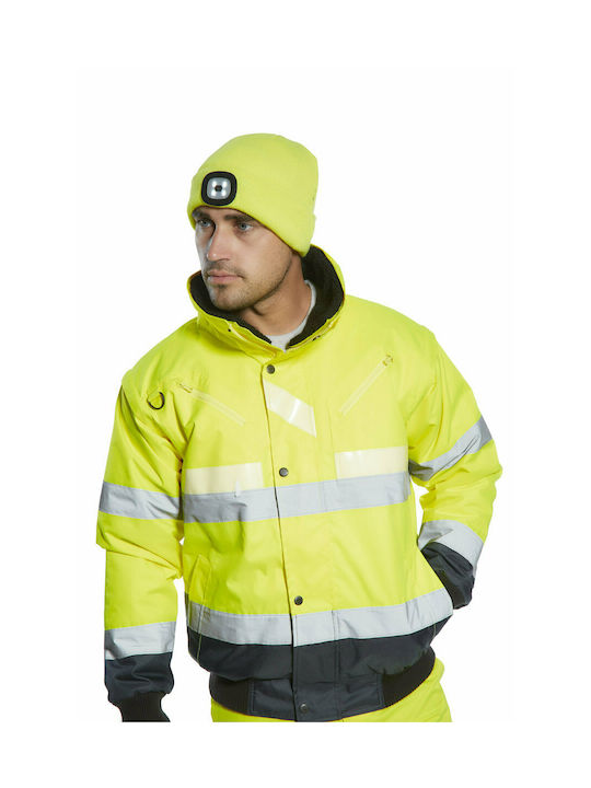 Portwest Work Beanie Yellow BO29YER with Rechargeable Headlamp