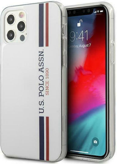 U.S. Polo Assn. Tricolor Pattern Задна корица Силикон Бял (iPhone 12 Pro Max)