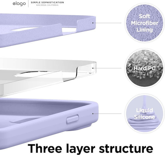Elago Soft Umschlag Rückseite Silikon 0.2mm Lila (iPhone 13 Pro Max)