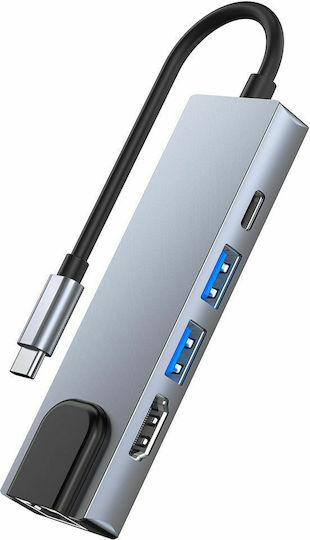 Tech-Protect V3-HUB v3 Hub 3 Porturi USB 3.0 cu Conectare USB-C Gri