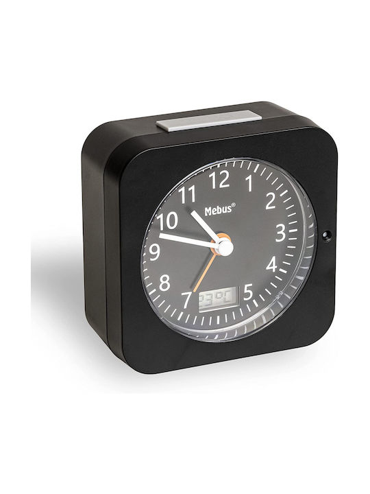 Mebus Tabletop Clock with Indicators Plastic with Alarm Clock & Radio Black 25609