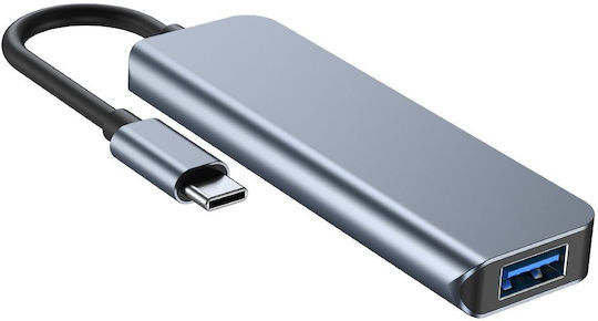 Tech-Protect V1-HUB v1 USB Хъб с 4 Порта USB 3.0 и USB-C Връзка Сив