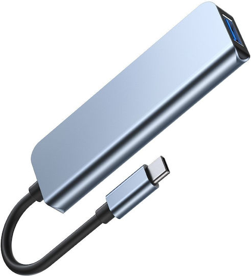 Tech-Protect V1-HUB v1 USB Хъб с 4 Порта USB 3.0 и USB-C Връзка Сив