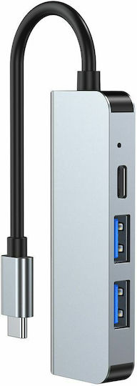 Tech-Protect V2-HUB v2 Hub USB 3.0 cu 3 Porturi cu Conectare USB-C Gri