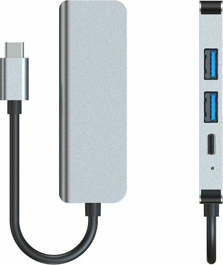 Tech-Protect V2-HUB v2 Hub USB 3.0 cu 3 Porturi cu Conectare USB-C Gri