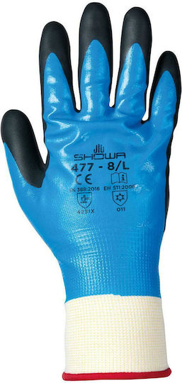 Showa 477 Gloves for Work Cold-Resistant Blue Nitrile/Polyester 1pcs