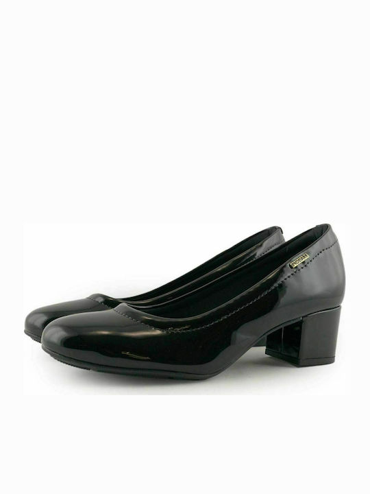 Beira Rio Patent Leather Black Medium Heels 7316-109