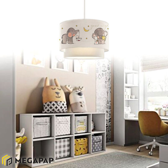 Megapap Peppa Einfaches Licht Kinderdeckenleuchte Deckenleuchte 60W mit Fassung E27 Animal Grey 30x70cm