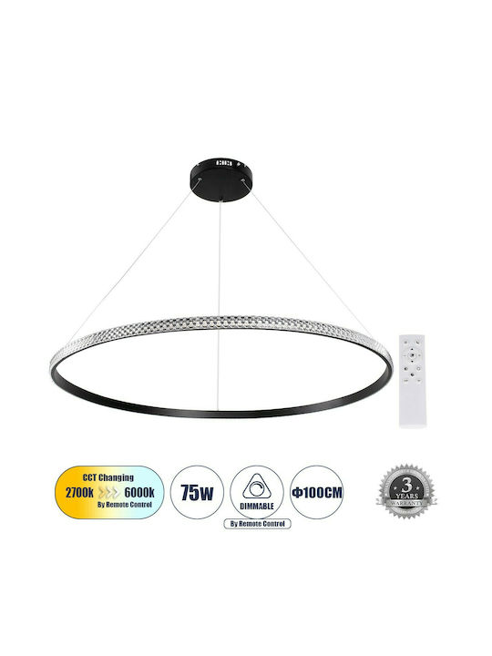 GloboStar Diamond Pendant Light Black 106x106cm