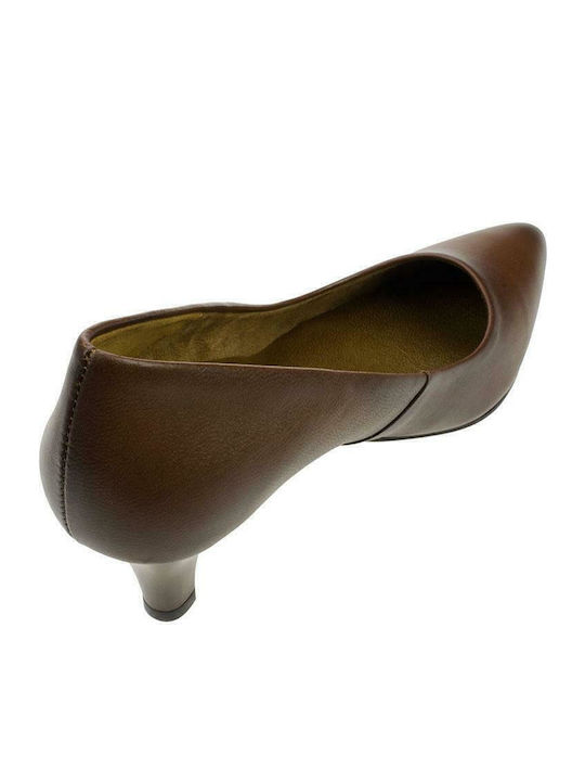 Leder Pumps mit Dünn mittelhohem Absatz tan