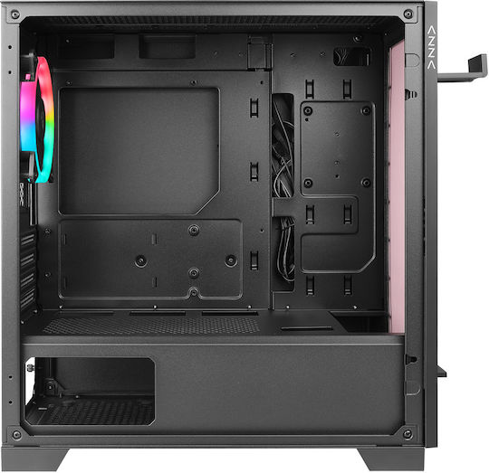 Azza Elise Gaming Midi-Turm Computergehäuse mit Seitenfenster und RGB-Beleuchtung Schwarz