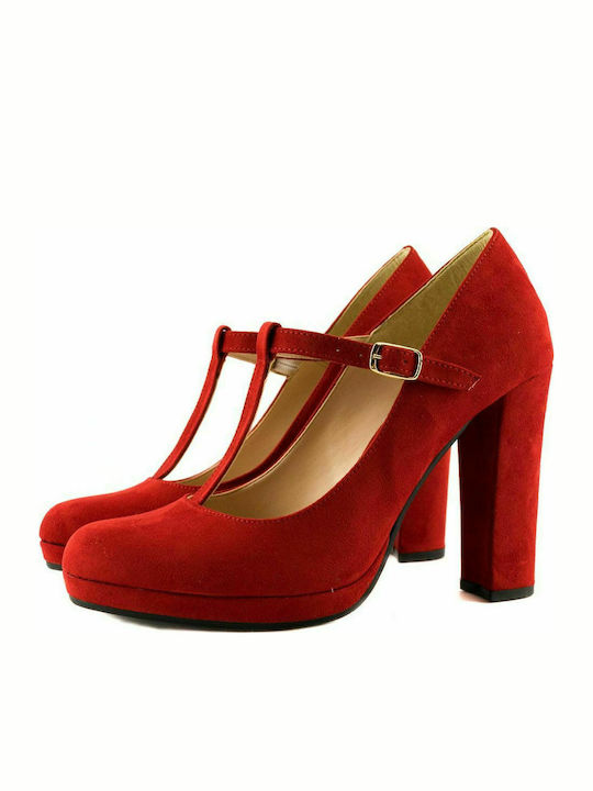 Stefania 1060T Pumps mit Chunky hohem Absatz Rot