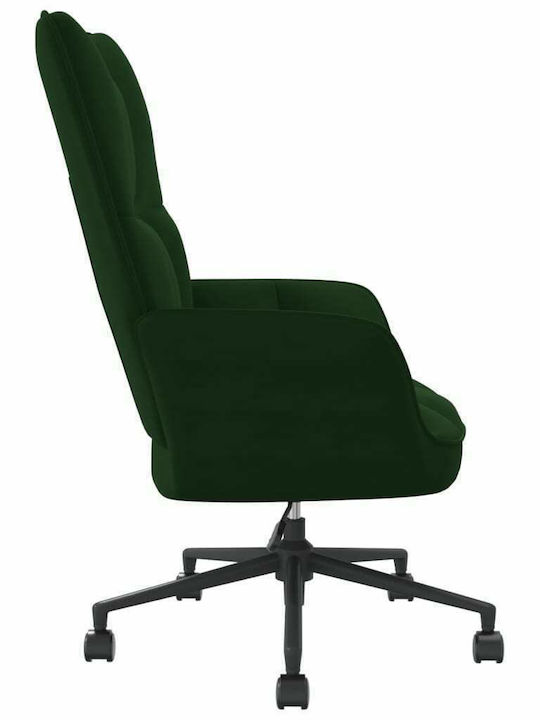 Въртяща се Кресло Гост с Механизъм за Отпускане и Колелца Dark Green 61.5x69x94.5см 1бр