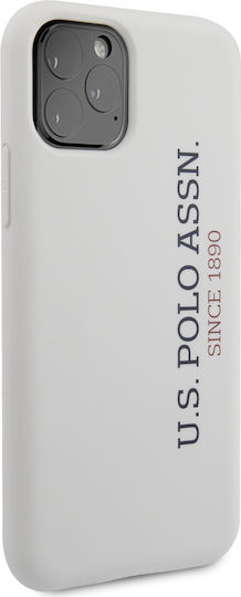 U.S. Polo Assn. Vertical Logo Umschlag Rückseite Silikon Weiß (iPhone 11 Pro)