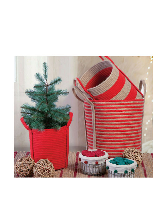 Nef-Nef Homeware Silo Διακοσμητικό Καλάθι Υφασμάτινο με Χερούλια Red 22x22x24εκ.